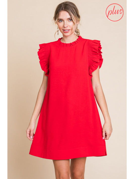 Solid Tomato Red Dress (PLUS)