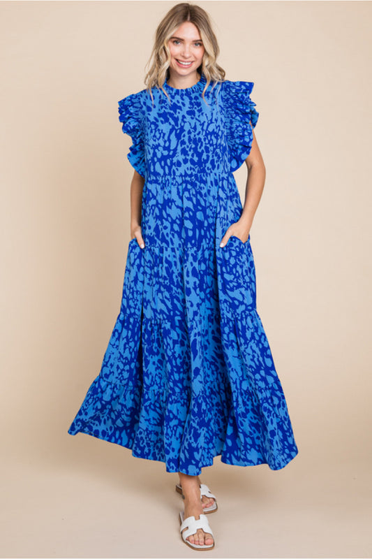 Jodifl Blue Floral Print Maxi Dress