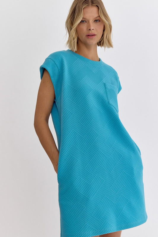 (1/25) Aqua Textured Mini Dress (Pre-order)