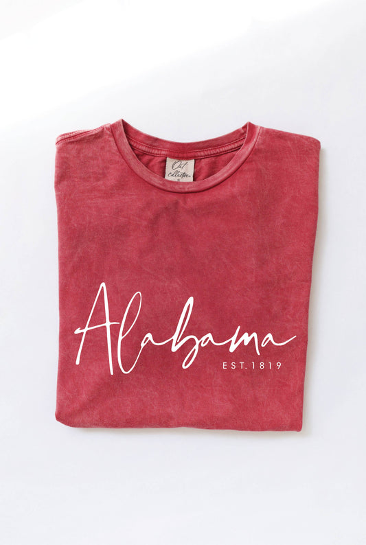 ALABAMA EST.1819 Mineral Washed Graphic Top: XL / CARDINAL
