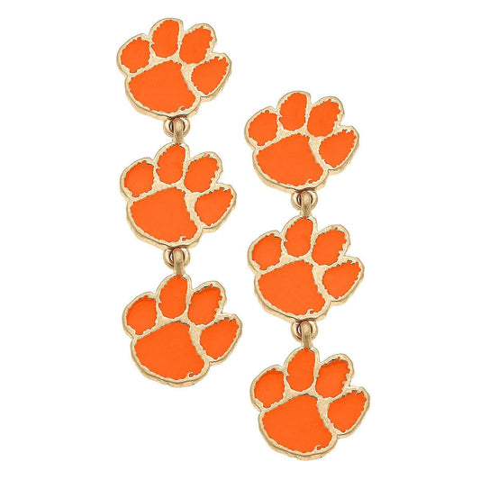 Clemson Tigers Triple Drop Enamel Earrings in Orange